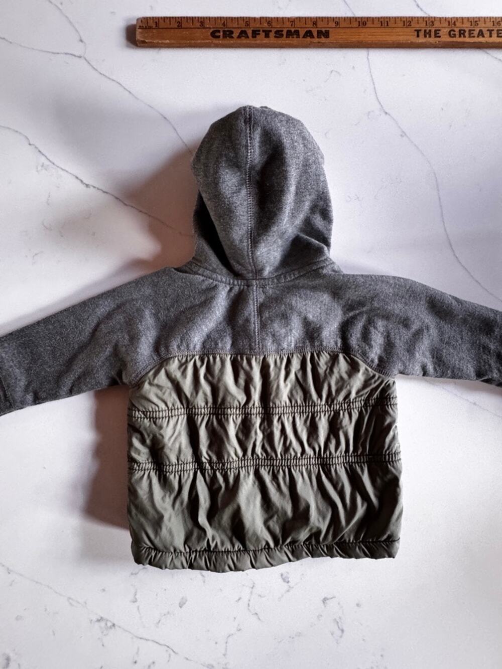 Tucker Tate Baby Mixed Media Quilted Nylon Fleece Full Zip Hooded Jacket 6 mo